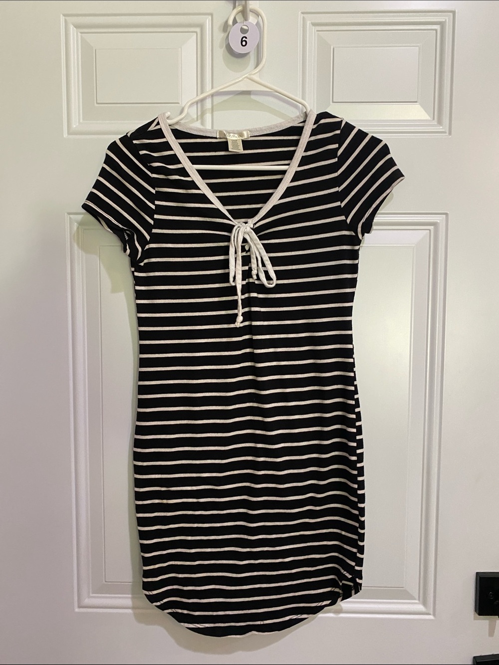 Bozzolo Black and White Striped Mini Dress